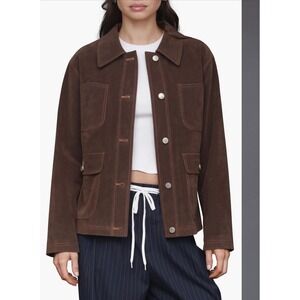 NWT Avec Les Filles Barn Jacket Faux Suede Western 70s Boho Old Money M
